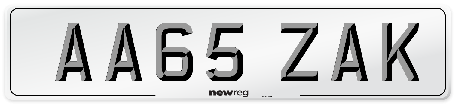 AA65 ZAK Number Plate from New Reg